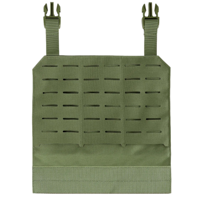 Painel tático verde militar em tecido resistente com fivelas e alças ajustáveis