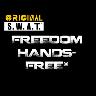 Logotipo ORIGINAL S.W.A.T. com o texto FREEDOM HANDS-FREE® em fundo preto