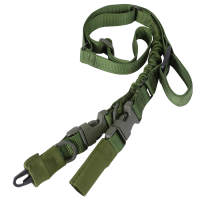 Correia tática de transporte verde com fivelas e argola