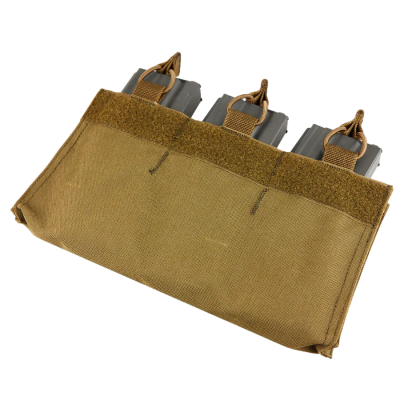 Carteira tática castanha com três carregadores cinzentos