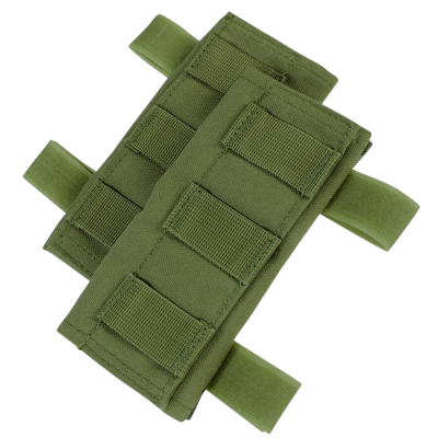 Peças de proteção verde militar com velcro e alças elásticas