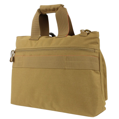 Mala bege em tecido resistente com alças curtas e bolso com fecho