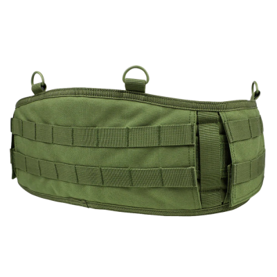 Cinto tático verde com fitas modulares e fecho de velcro