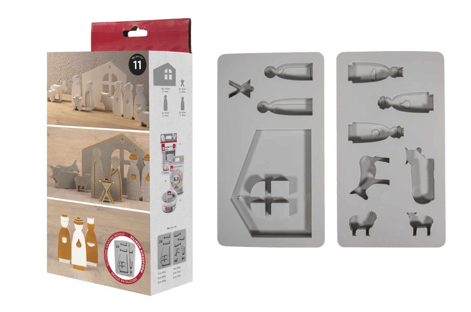 Molde Silicone Presepio-Rayher Molde de silicone para figuras natalícias com embalagem