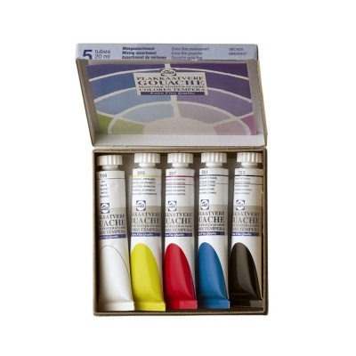 Caixa de tinta gouache com 5 tubos coloridos