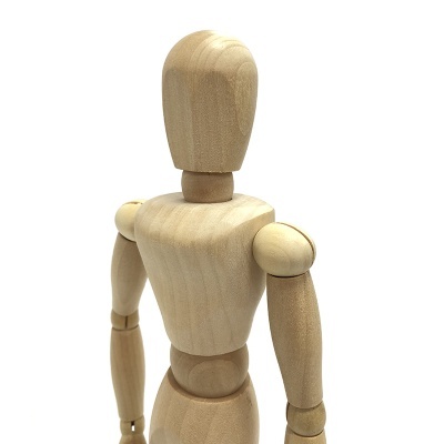 Boneco manequim articulado de madeira natural