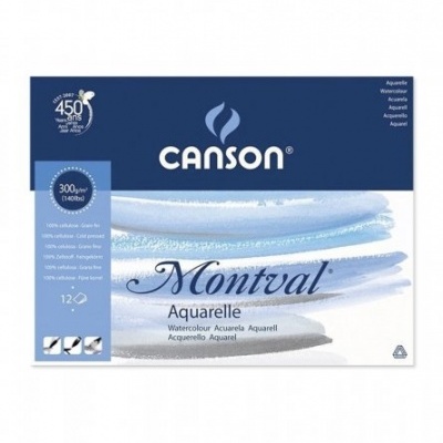 Bloco de papel para aguarela Canson Montval 300 g/m² 12 folhas