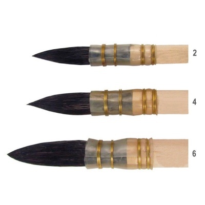 Três pincéis japoneses de caligrafia com números 2, 4 e 6.