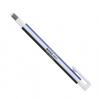 Apagador Tombow MONO zero branco e azul com clip