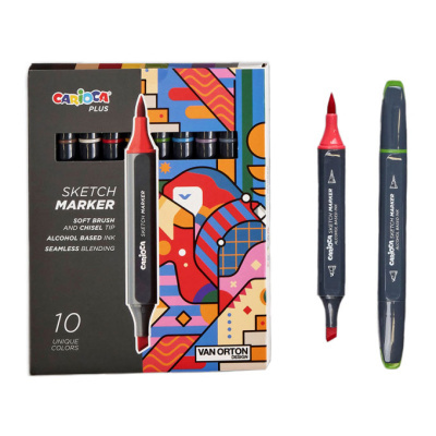 Conjunto de marcadores duplos coloridos Carioca Plus com embalagem decorativa