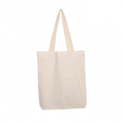 Sacola de tecido bege claro com duas alças longas