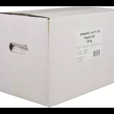 Caixa branca de cartão com etiqueta e texto em alemão