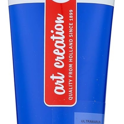 Tubo de tinta acrílica Talens azul ultramar com tampa vermelha