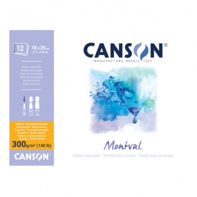 Embalagem de papel Canson Montval para aguarela com 18 x 25 cm e 300 g/m²