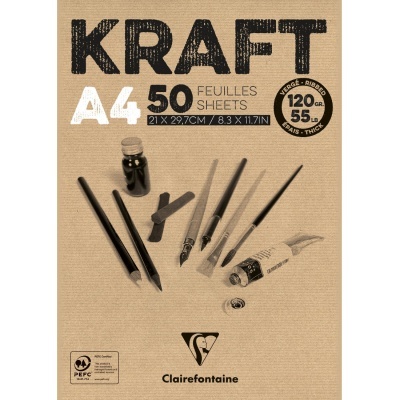 Pacote de papel Kraft A4 50 folhas 120 grs/m2 com utensílios de desenho artístico