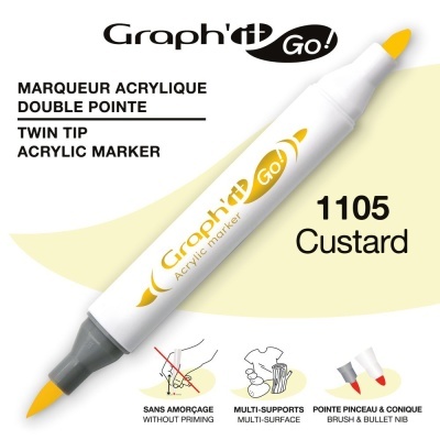 Marcador acrílico amarelo Graph it Go! com dupla ponta em fundo claro