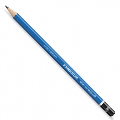 Lápis Staedtler Mars Lumograph azul com texto branco