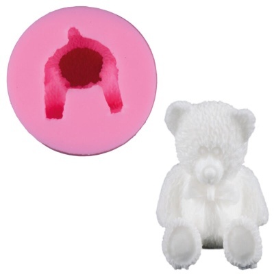 Molde de silicone rosa em formato de urso e urso branco texturizado