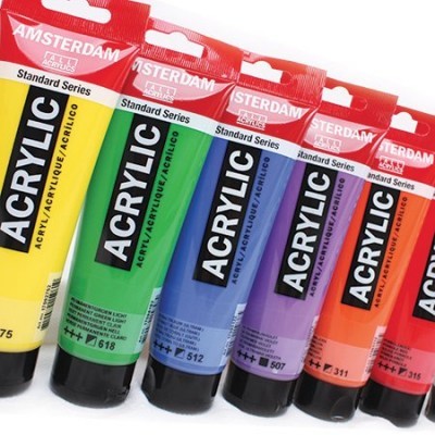 Tinta acrílica Amsterdam Standard Series em seis cores vibrantes em tubos de plástico