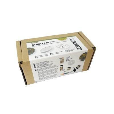 kit inicial STARTER KIT U.S. CREATE em caixa de cartão castanho com rótulo branco