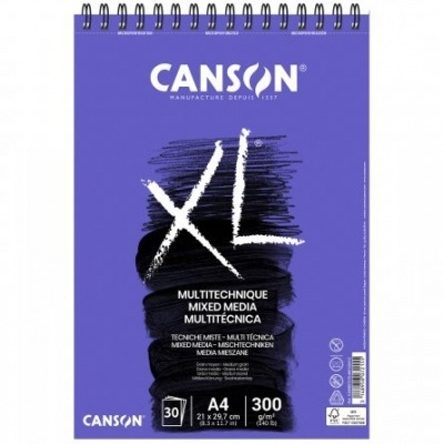Bloco de papel Canson XL multitécnica A4 30 folhas capa azul