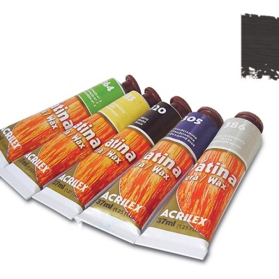 Cinco tubos de tinta Acrilex Cristalina Wax de 37 ml de várias cores lado a lado