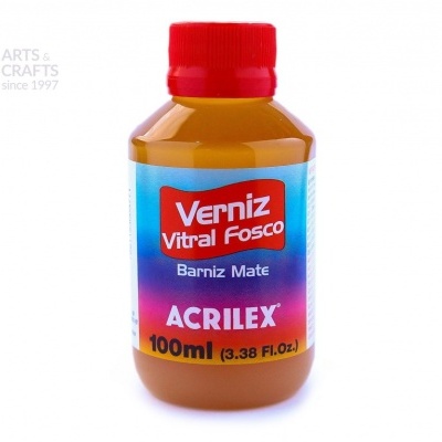 Frasco de verniz vitral fosco Acrilex 100ml com tampa vermelha