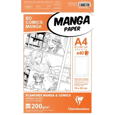 Bloco de papel para desenho manga e comics A4 Clairefontaine laranja e branco