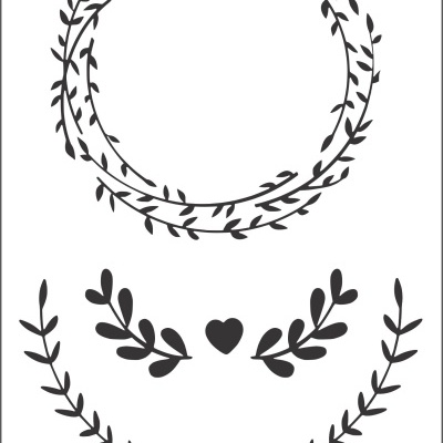 Stencil com padrões de folhas e galhos, número 252