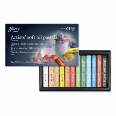 Estojo aberto de pastéis de óleo suaves para artistas com 12 cores assortidas