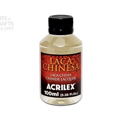 Frasco de laca chinesa Acrilex 100 ml com rótulo vermelho e tampão preto
