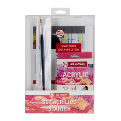 Conjunto de pintura acrílica starter Talens com pincel e tela