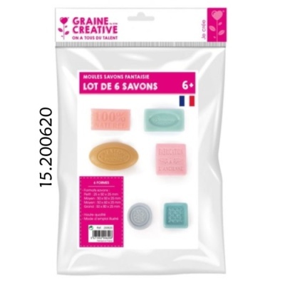 Pacote de moldes para sabonetes com 6 formas variadas em silicone