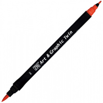 Marcador ZIG Art & Graphic Twin preto com pontas vermelhas