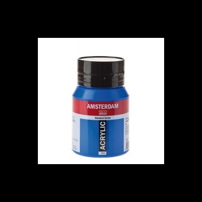 Frasco de tinta acrílica azul AMSTERDAM com tampa preta