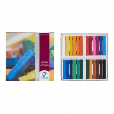 Conjunto de pastéis oleosos Van Gogh Clairines N66 em várias cores e embalagem colorida.