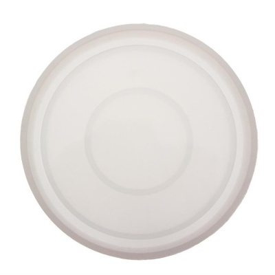 Prato redondo branco com linhas circulares em relevo