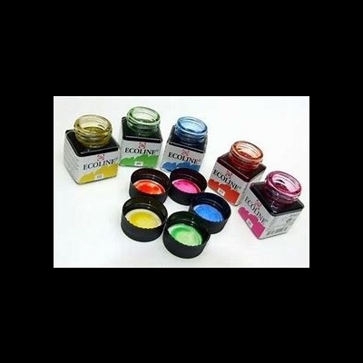 Tinteiros de tinta líquida Ecoline com tampas pretas em várias cores