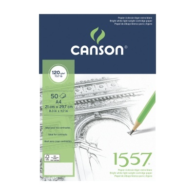 Pacote de papel para desenho Canson 1557 branco A4 50 folhas