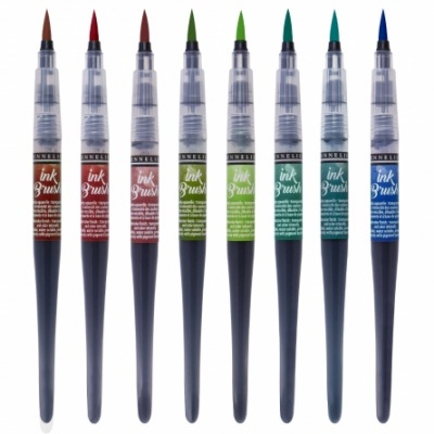 Conjunto de oito canetas de tinta líquida com ponta pincel de várias cores