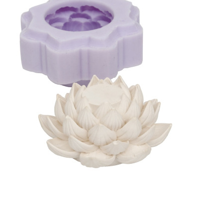 Forma de silicone lavanda com padrão floral e escultura branca em forma de flor