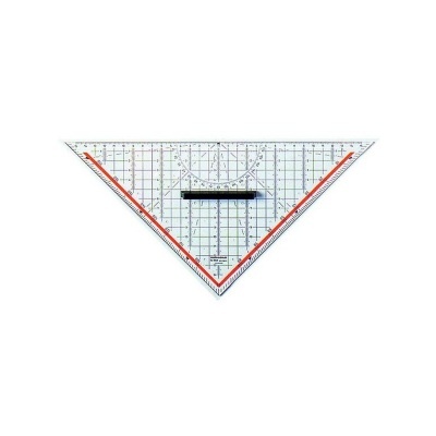 Régua triangular transparente com marcações