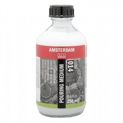 Frasco de vidro com tampa preta e rótulo da Amsterdam Pouring Medium 014