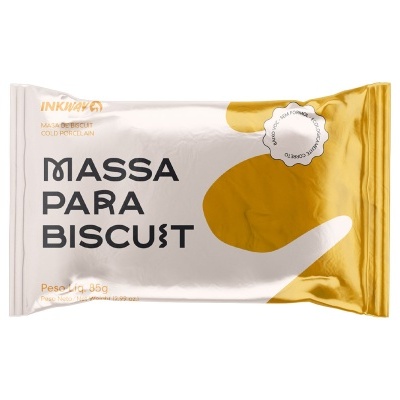 Embalagem branca e dourada de massa para biscoito
