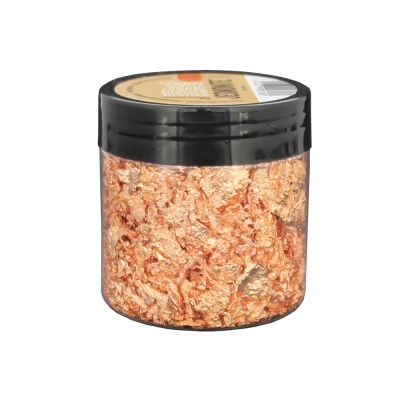 Frasco transparente com flocos dourados e tampa preta