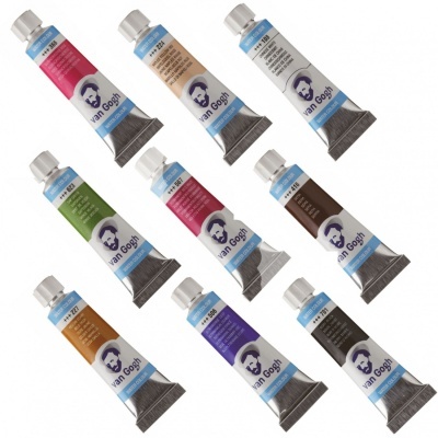 Conjunto de nove tubos de tinta a óleo Van Gogh de várias cores