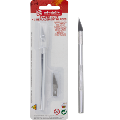 Kit de cuter exato Talens art creation com cabo metálico prateado e duas lâminas de recambio