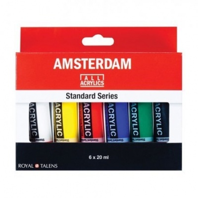 Caixa de tintas acrílicas Amsterdam Standard Series com 6 tubos coloridos