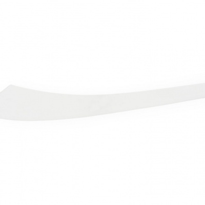 Espátula branca comprida de plástico com furo na extremidade