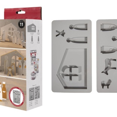 Molde de silicone para figuras natalícias com embalagem